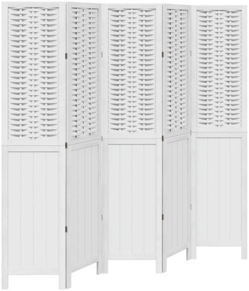 vidaXL 5-tlg. Raumteiler Weiß Massivholz Paulownia 358727