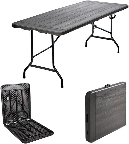Buffettisch Klapptisch 180 x 75 cm Holzoptik klappbar Kunststoff Gartentisch Bierzelttisch
