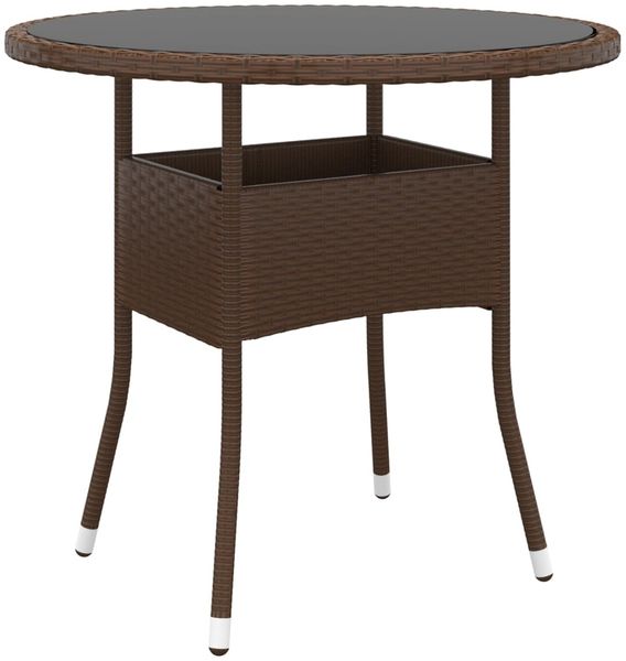 vidaXL Gartentisch Ø80x75 cm Hartglas und Poly Rattan Braun 310605