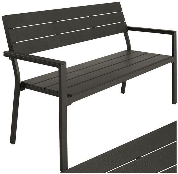 tectake Gartenbank Sitzbank Line 2-Sitzer mit Aluminiumrahmen 128x59x88cm, 2-Sitzer