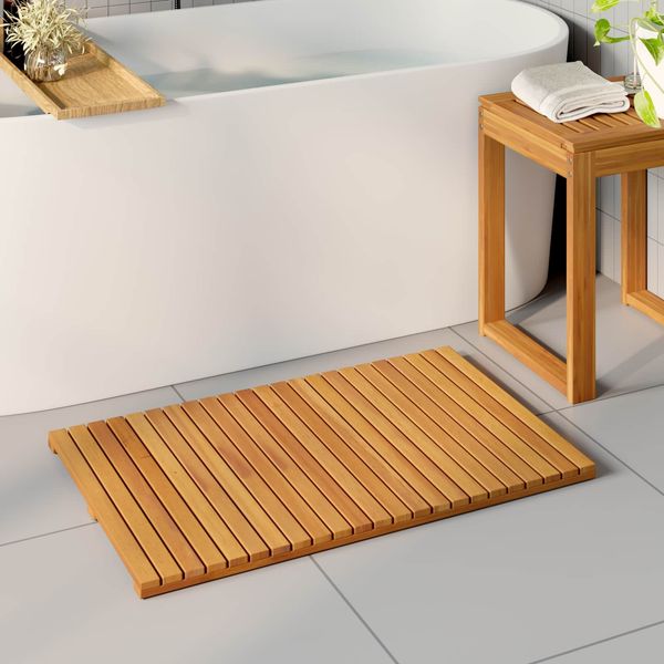 vidaXL Badematte Uni Braun 80 x 50 cm Massives Akazienholz 42025256