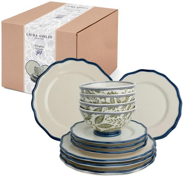LAURA ASHLEY Geschirr-Set Geschirr-Set Hedingham Blue Sage (12-teilig)