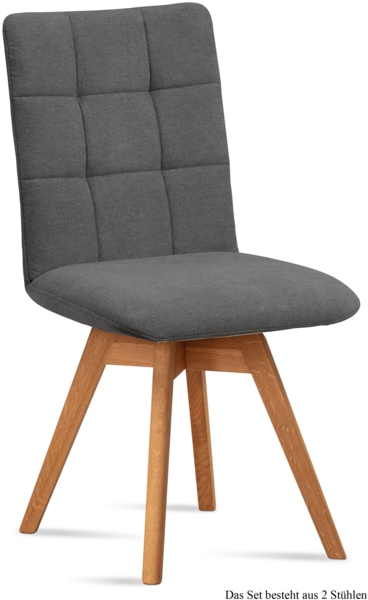 Esszimmerstuhl drehbar (2er-Set) Doria 47x91x60 Eiche geölt/Grau