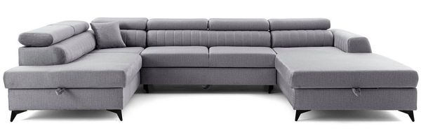 NEXT COLLECTION Ecksofa Piero U, elegante vertikale Nähte, Verstellbare Kopfstützen, mit Schalffunktion, mit Bettkasten