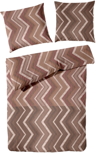 Primera Mako-Satin Bettwäsche 135x200 Zickzack rost braun beige 243238-028