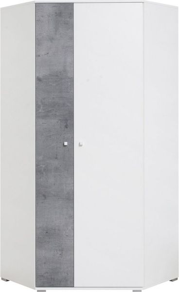 Deine Möbel 24 Eckschrank SIMON 02 Jugendmöbel Jugendzimmer Kinderzimmer (Set, 2-St, Drehtürenschrank Weiß Beton Grau Eiche) erhältlich in Weiß Lux/Beton und Beton/Weiß Lux/Eiche