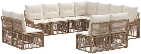 vidaXL Gartensofa-set 11 pcs Beige Poly-Rattan 3436041