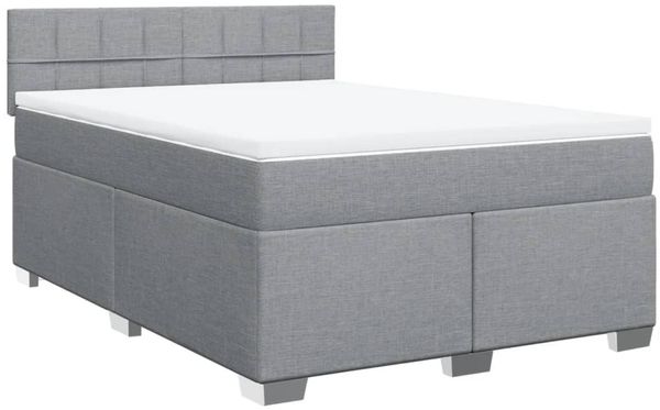 vidaXL Boxspringbett mit Matratze Hellgrau 140x190 cm Stoff 3288183 Bild 3
