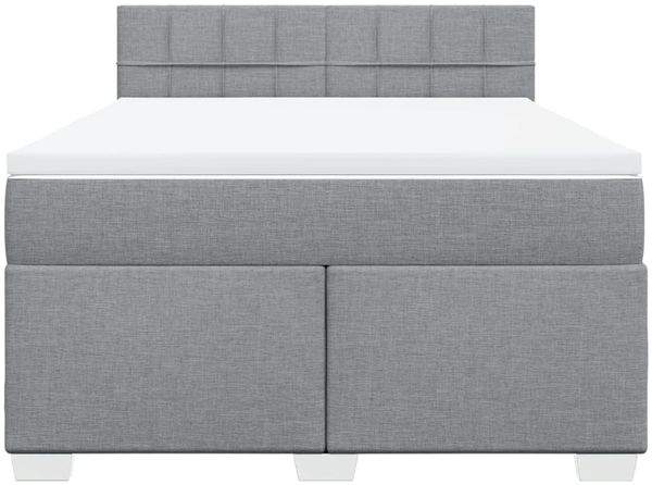 vidaXL Boxspringbett mit Matratze Hellgrau 140x190 cm Stoff 3288183 Bild 6
