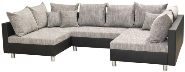 Couchgarnitur Allegra U-Form Schwarz-Grau inkl. Hocker