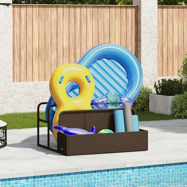 vidaXL Pool Aufbewahrungsbehälter Braun 110x100x57 cm Poly Rattan 4104089