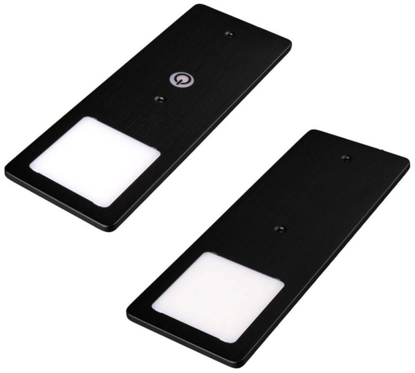 kalb LED Unterbauleuchte schwarz 5W- sehr flache Küchenleuchte mit Touch-Dimmfunktion, 2er Set neutralweiß, neutralweiss