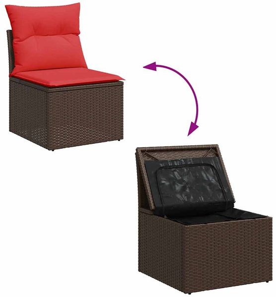 vidaXL 8-tlg. Garten-Sofagarnitur mit Kissen Braun Poly Rattan Akazie 3326525 Bild 10