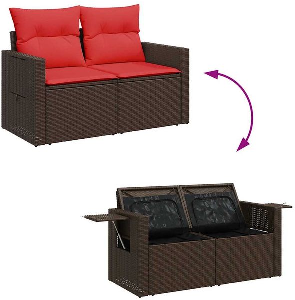 vidaXL 8-tlg. Garten-Sofagarnitur mit Kissen Braun Poly Rattan Akazie 3326525 Bild 12