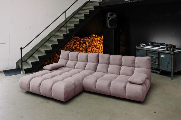 KAWOLA Sofa VIVIEN Ecksofa Velvet roségrau Longchair links 85 x 178 x 290 cm