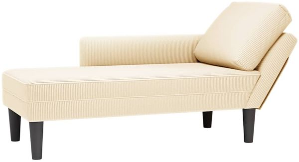 vidaXL Chaiselongue mit Kissen Creme Cordstoff 4009817