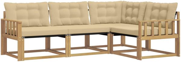 vidaXL Outdoor-Sofagarnitur mit Kissen 4 pcs Weiß und Beige 3388635 Bild 2