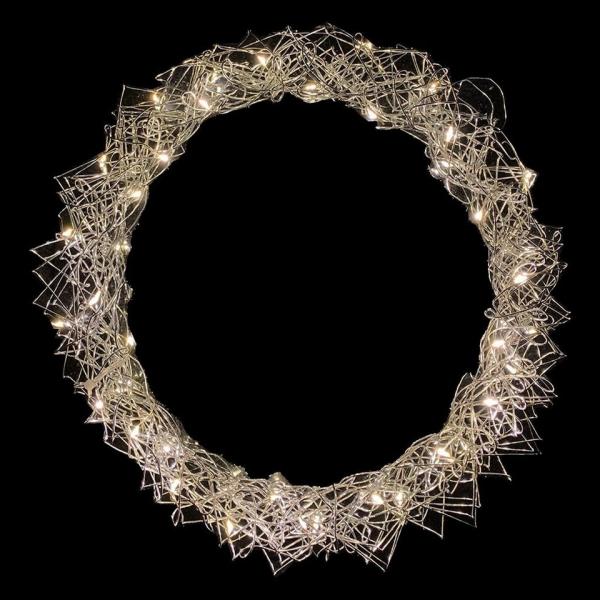 INDA-Exclusiv Lichtervorhang 40 LED Hängekranz / Tischkranz Metall Ø30cm warmweiß