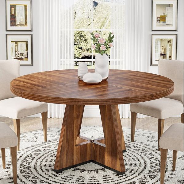 Tribesigns Esstisch Runder Esstisch, Küchentisch für Esszimmer Wohnzimmer, 120 cm