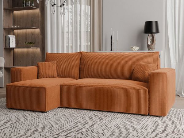 Ecksofa Schlafsofa Sofa ADARA in Stoff Poso Rostbraun Ottomane Links