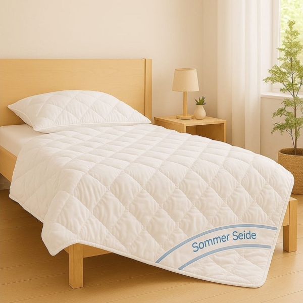 TRAUMSCHLAF Naturhaarbettdecke Clean Silk, Füllung: 60% Seide, 40% Baumwolle, Bezug: 100% Baumwolle, kochfeste leichte Naturfaserdecke Bild 1