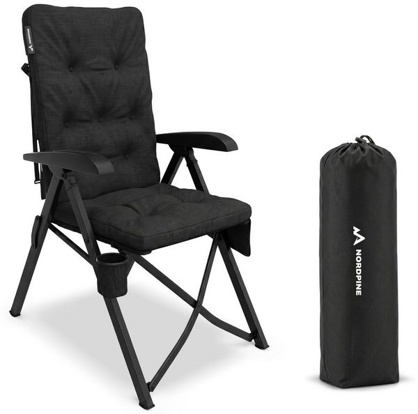 NEOLYMP Campingstuhl Faltbarer Campingstuhl bis 150 kg mit Getränkehalter & Taschen, Gestell aus Aluminium