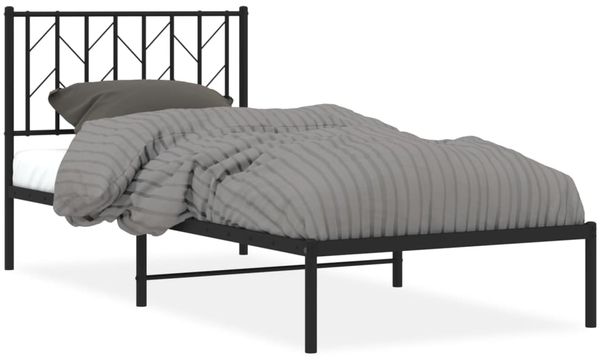 Einzelbettgestell Design für Erwachsene mit Kopfteil Metall Schwarz 90x190 cm d2801e