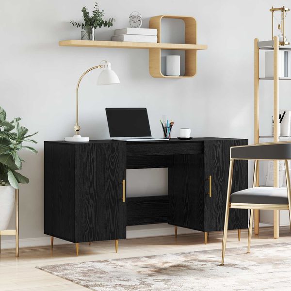 vidaXL Schreibtisch mit Regal Schwarz Eichen-Optik 140 x 50 x 75 cm 879527