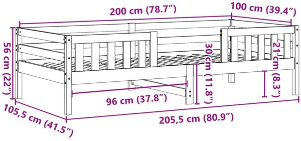 vidaXL Massivholzbett ohne Matratze 100x200 cm Kiefernholz 846970 Bild 9