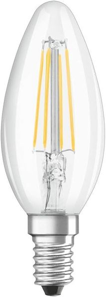 OSRAM Dimmbare Filament LED Lampe mit E14 Sockel, Warmweiss (2700K), Kerzenform, 5W, Ersatz für 40W-Glühbirne, klar, LED Retrofit CLASSIC B DIM
