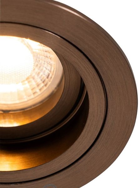 Qazqa LED Einbaustrahler Chuck, ohne Leuchtmittel, Warmweiß, QAZQA Downlight, gu10, Bronze, Aluminium, Design