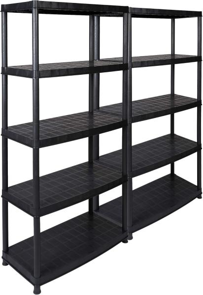 Set: 2 x Kreher DELUXE - Schwerlastregal 18 Zoll (Schwarz), Maße: 92,5x45,8x185 cm