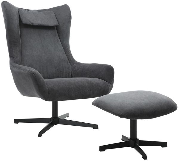 Sessel und Hocker Cordoptik Grau