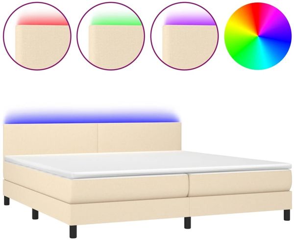 Boxspringbett mit Matratze & LED Stoff Creme 200x200 cm, Härtegrad: H2 [3133026] Bild 2