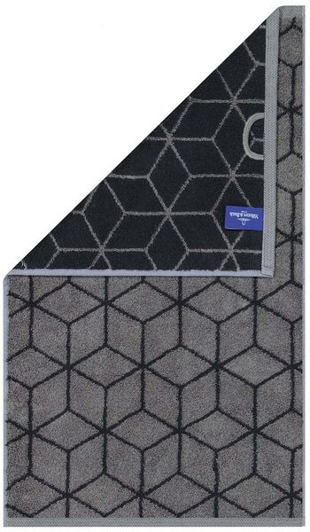 Villeroy & Boch Gästetuch, 3er Pack - Carré, Walkfrottier, gemustert, Handtuch, Baumwolle Dunkelgrau/Schwarz 30x50 cm