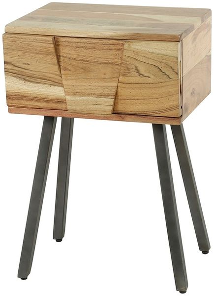 KAWOLA Nachttisch ANYL Beistelltisch Akazie massiv natur 1 Schublade 60 x 30 x 40 cm Bild 3