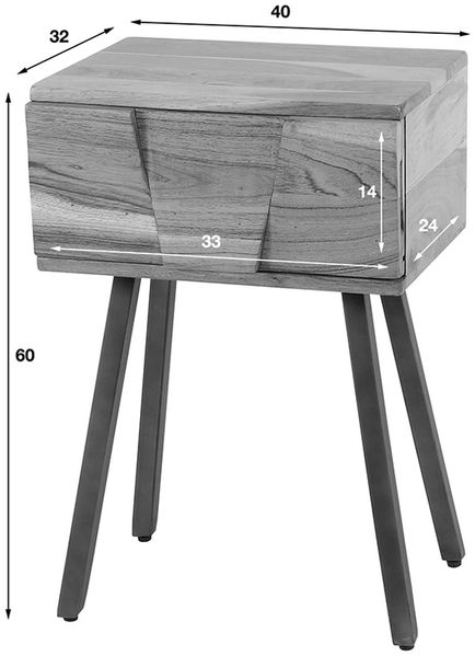 KAWOLA Nachttisch ANYL Beistelltisch Akazie massiv natur 1 Schublade 60 x 30 x 40 cm Bild 5