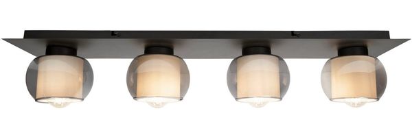 OTTO home Deckenleuchte Tanissa mit Doppelschirm, ohne Leuchtmittel, kugelförmig, Rauchglas, innen Stoffschirm, E27, Glasschirm, Textil