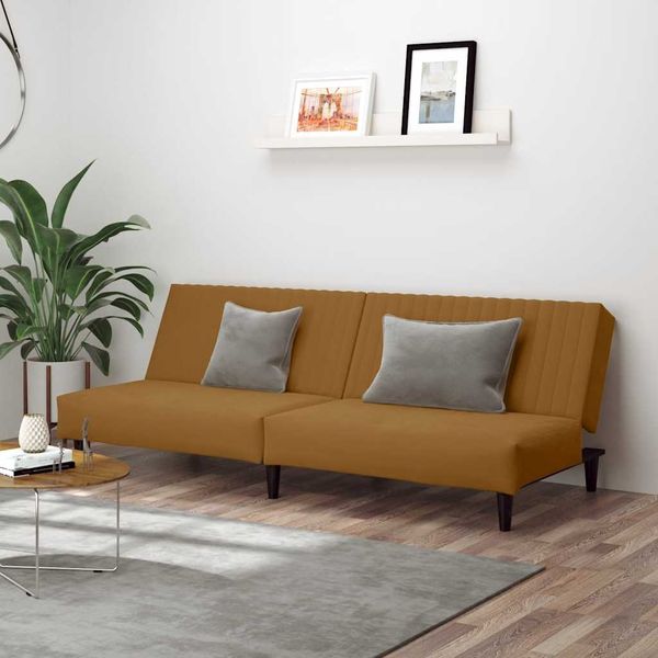 vidaXL Schlafsofa 2-Sitzer Braun Samt 375934