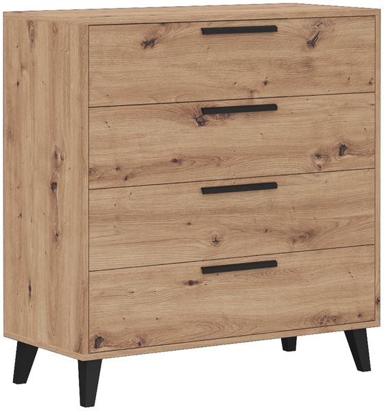 Marmex Möbel Arti 05 Kommode, Kommode auf Möbelbeinen, Schubladenkommode, laminierte Spanplatte, artisan Eiche, 91,5x96,5x41 cm