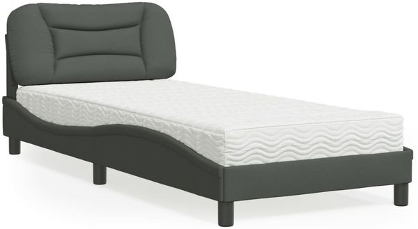 vidaXL Bett mit Matratze "Hvar" Dunkelgrau 90x190 cm Stoff 3208500