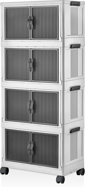 Mehrzweckschrank, weiß, 56 x 127 x 56 cm | 100% Kunststoff, 23 cm Regalhöhe | Ideal für die Aufbewahrung zu Hause und im Büro