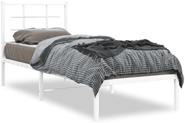 Einzelbettgestell Design für Erwachsene mit Kopfteil Metall Weiß 80x200 cm d2960e