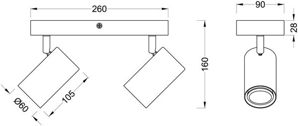 LED Deckenstrahler Weiß mit Holz 2-flammig, Breite 26cm Bild 5