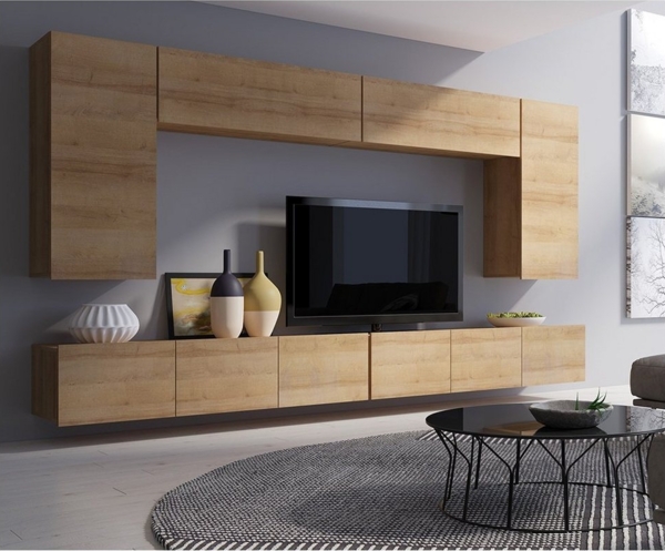 Lomadox Wohnwand CAIRNS-132, (6-St), in Eiche Nb, Modern, grifflos Bild 5