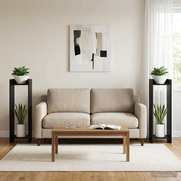 vidaXL Pflanzenständer mit Regal 2 pcs Schwarze Eiche 30 x 30 x 100 cm 899565