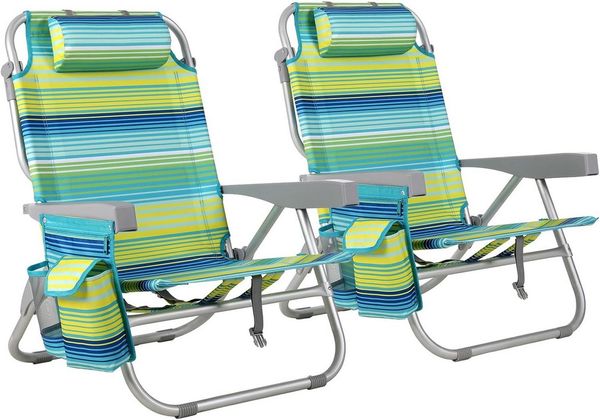 TLGREEN Campingstuhl Klappbar Leicht Aluminium, (Rucksack Klappstuhl Strand, 2 St), Campingstuhl Kann Flach Liegen,bis 150 kg belastbar