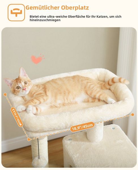 PAWZ Road Kratzbaum Kratzbaum 143cm Groß Katzenspielturm stabiles schönes Katzenhaus, Größe Höhle Hängematte Bild 4
