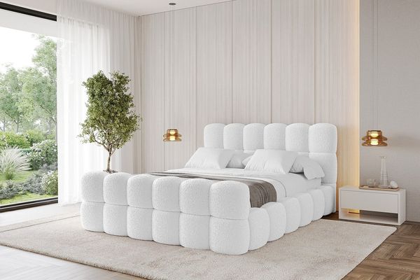 ALTDECOR Polsterbett LEYA-Z (Polsterbett mit Bettkasten und Lattenrost, Boxbett ohne Matratze), Doppelbett mit Stauraum, Bett mit Kopfteil