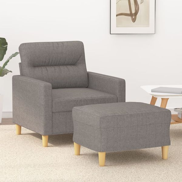 vidaXL Sessel mit Hocker Taupe 60 cm Stoff 3201072